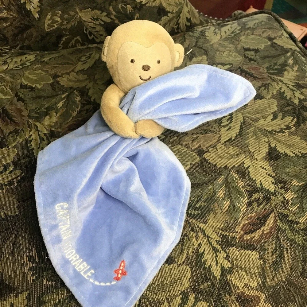 Child Mine Carters Lovey Security Plush Satin Monkey Rattle Captain Adorable Red